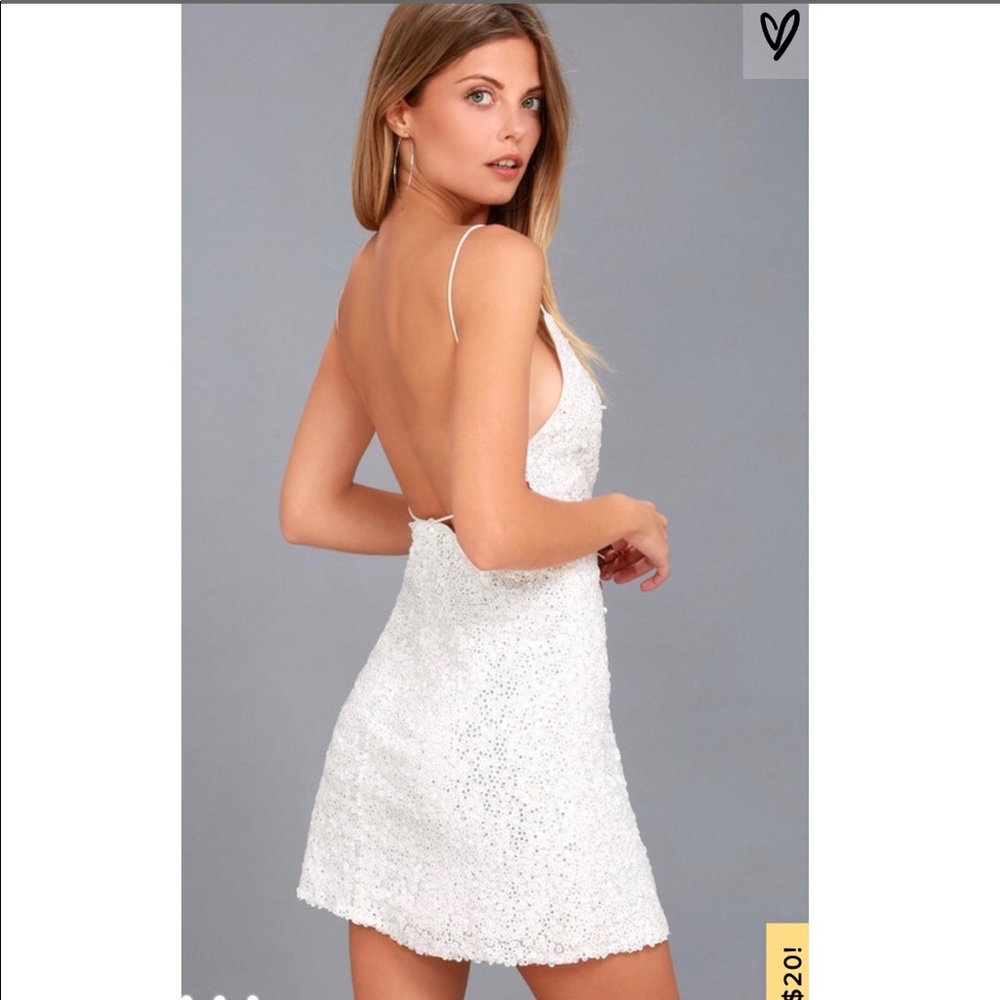 NWT lulu’s backless white sequin dress!